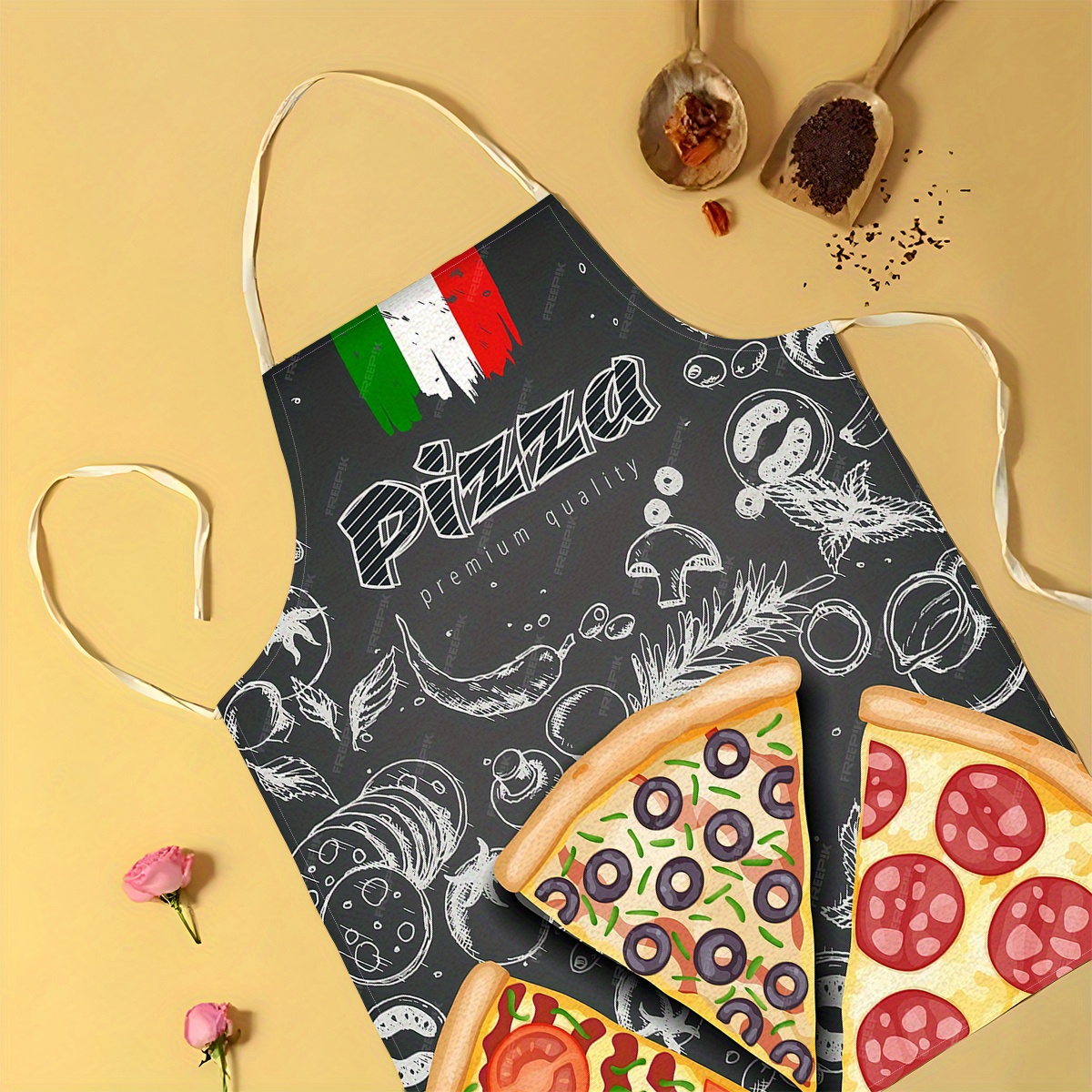 Linen Apron Pizza Italian Food - Home Cooking In Italian บทวิจารณ์และราคา