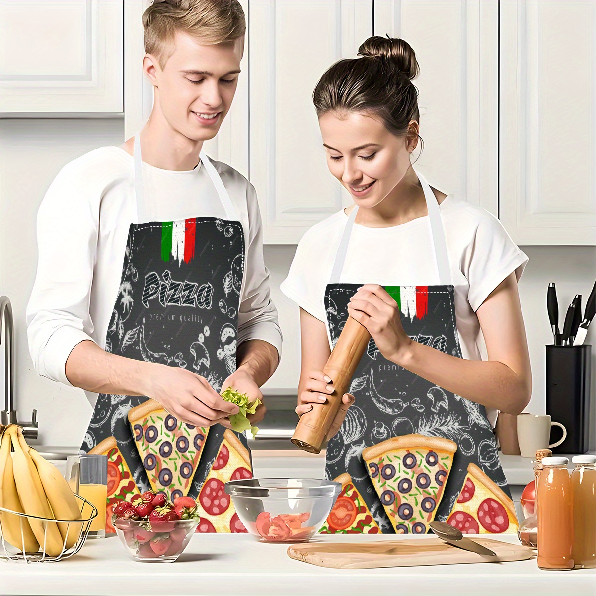 Linen Apron Pizza Italian Food - Home Cooking In Italian บทวิจารณ์และราคา