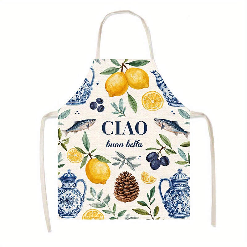 1pc 2D Flat Linen Apron Ciao B - Home Cooking In Italian บทวิจารณ์และราคา