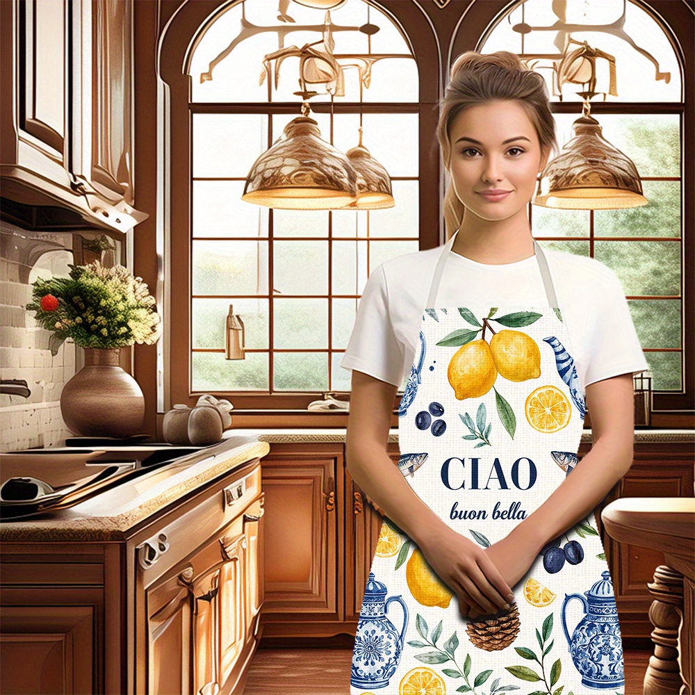 1pc 2D Flat Linen Apron Ciao B - Home Cooking In Italian บทวิจารณ์และราคา