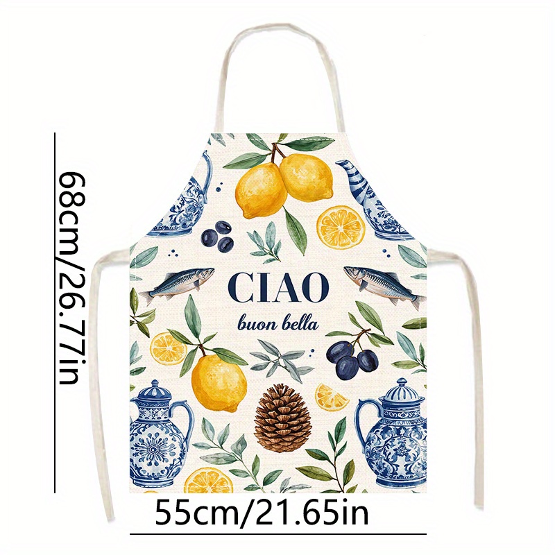 1pc 2D Flat Linen Apron Ciao B - Home Cooking In Italian บทวิจารณ์และราคา