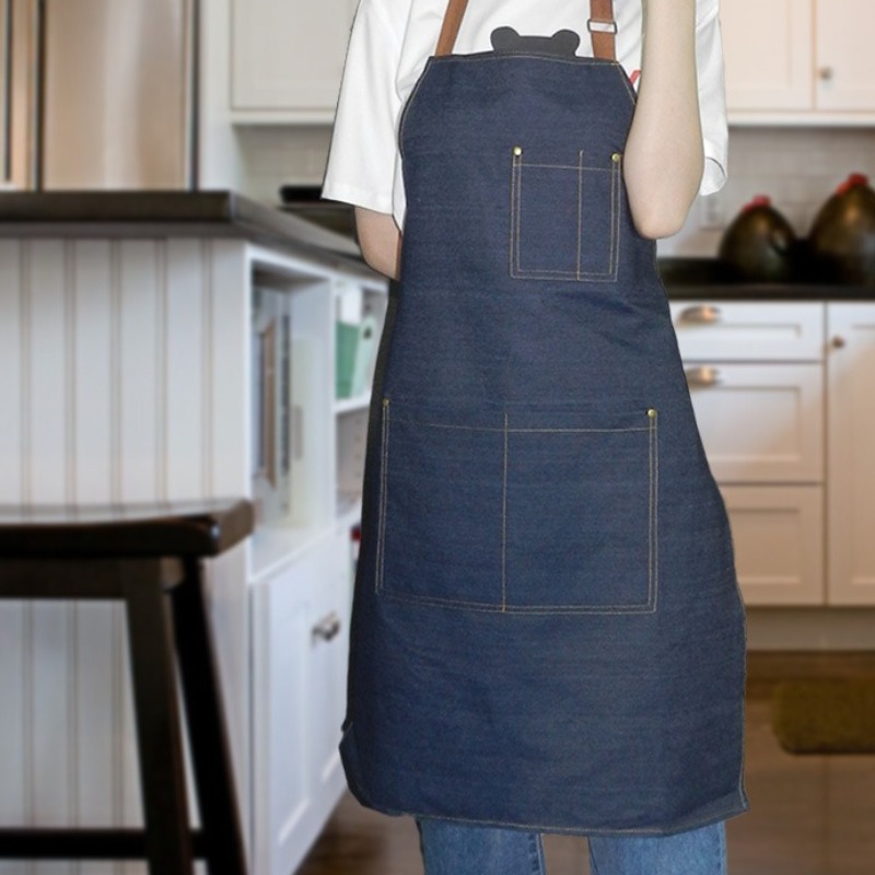 Denim Work Apron for Men Women - Home Cooking Work บทวิจารณ์และราคา