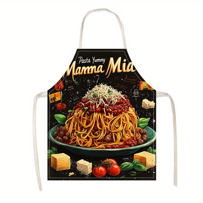 1pc Linen Apron, Pasta-Themed  - Home Cooking In Italian บทวิจารณ์และราคา