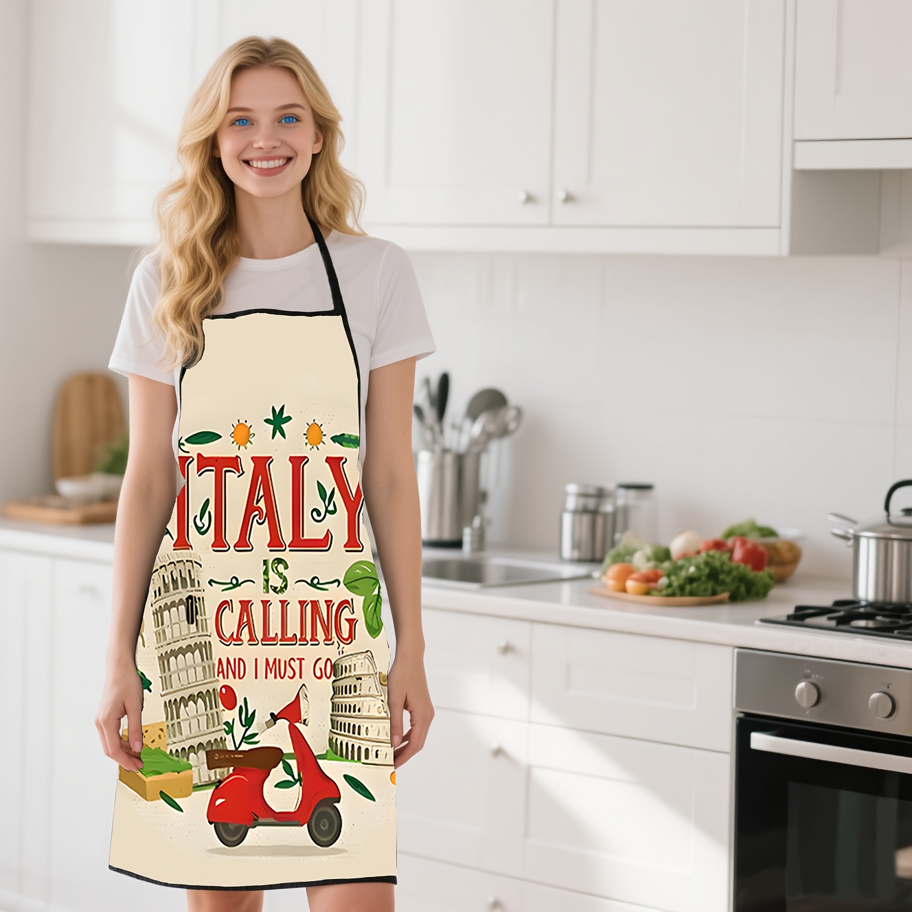 1 Piece Italian-Themed Apron,  - Home Cooking In Italian บทวิจารณ์และราคา